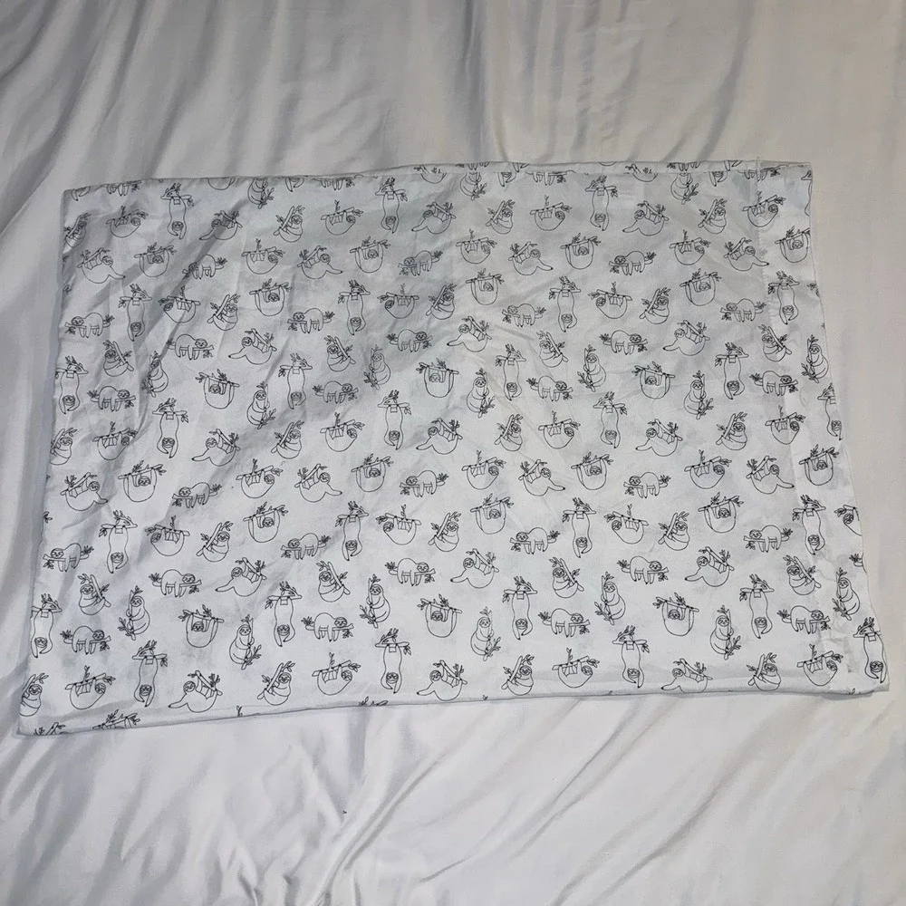 Sloth Pillowcase Double Sided White Black Animal Print Standard Bedding
